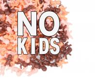 No Kids workshop white text