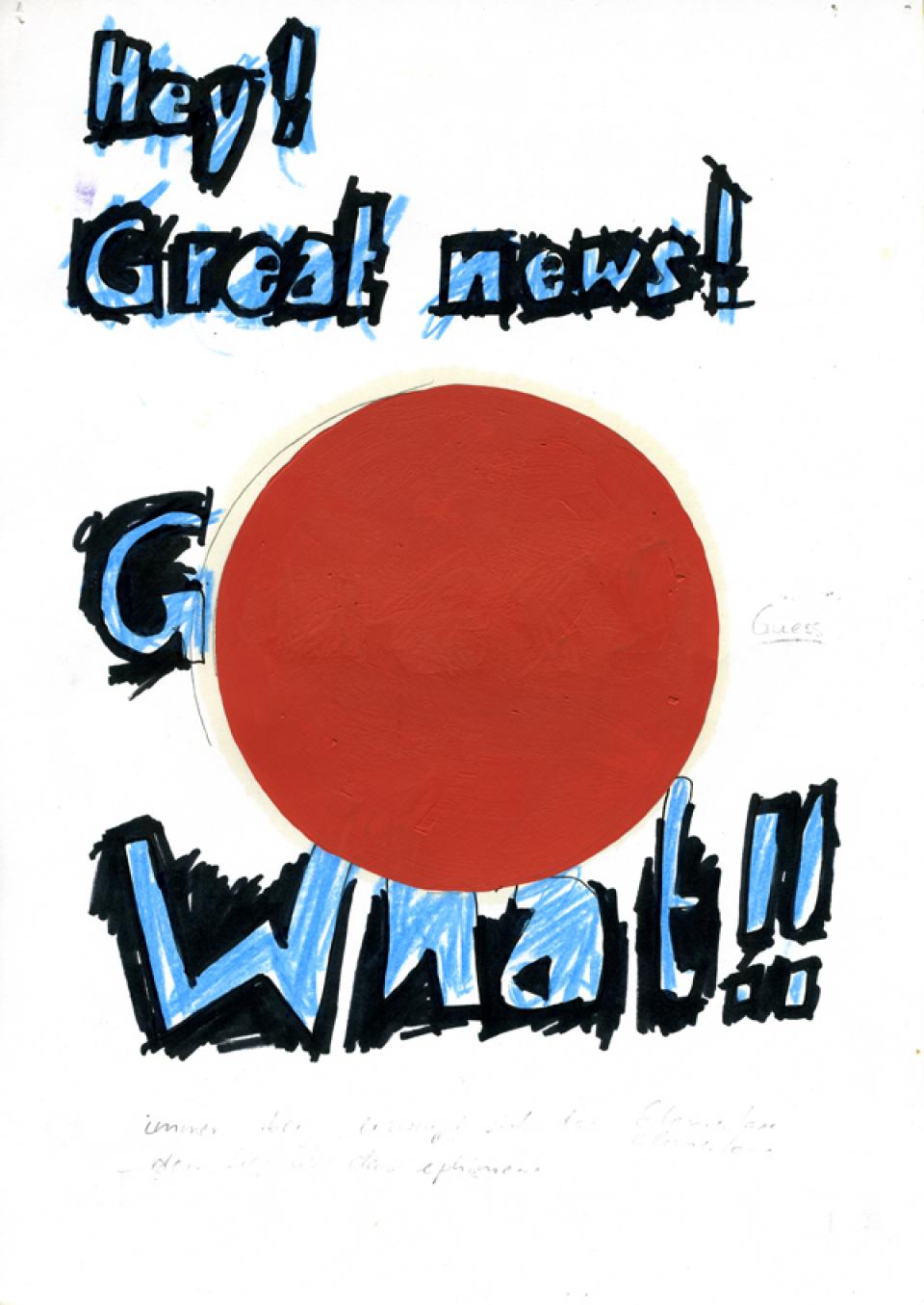 Guess, 2012 ,Öl und Stifte auf Papier,29,7 x 21 cm