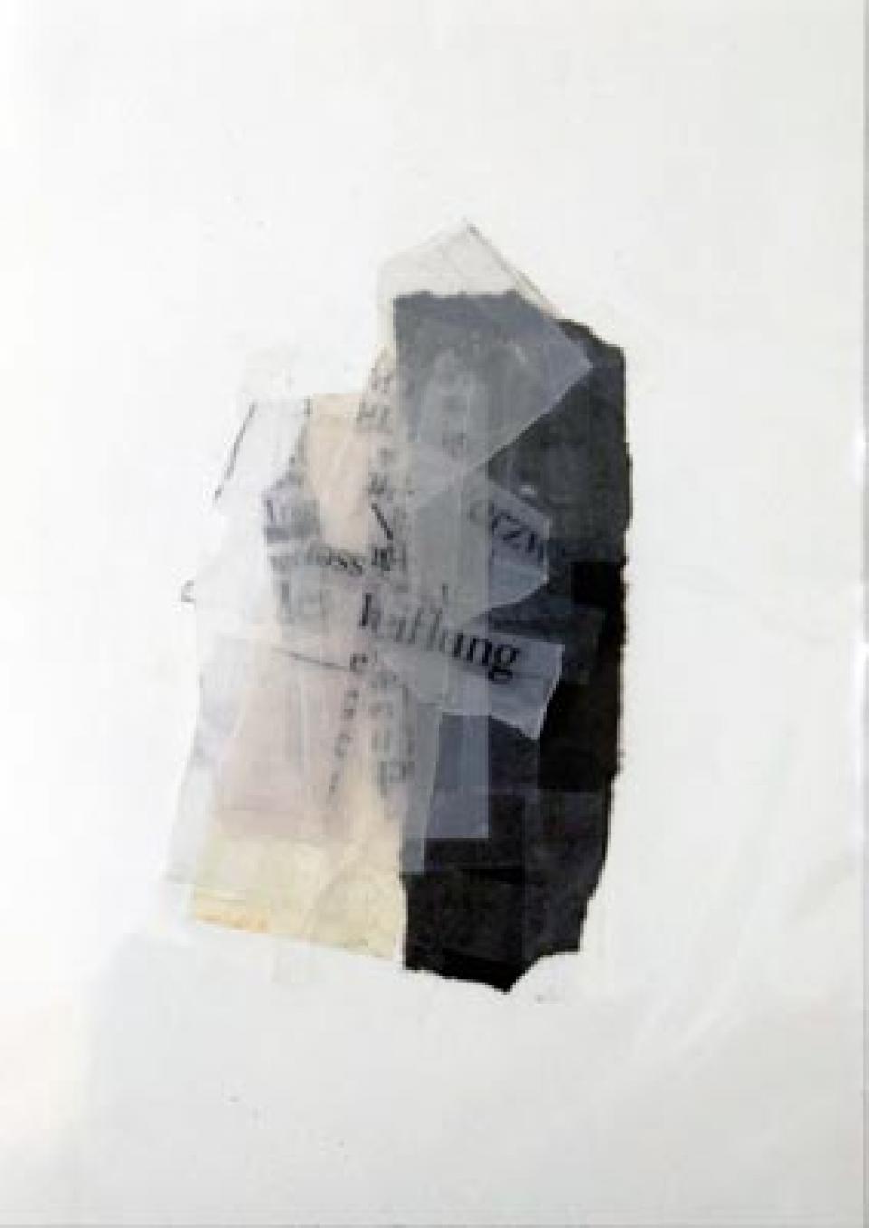 zelle und welt n° 01 04 / Ohne Titel, seit 2009,Fotografie, Klebeband, Laserprint, Wörter,30 x 20 cm