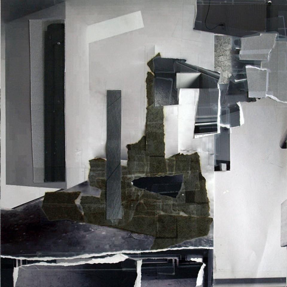 zelle und welt n° 02 04, 2010,Fotografie, Klebeband, Laserprint,30 x 30 cm