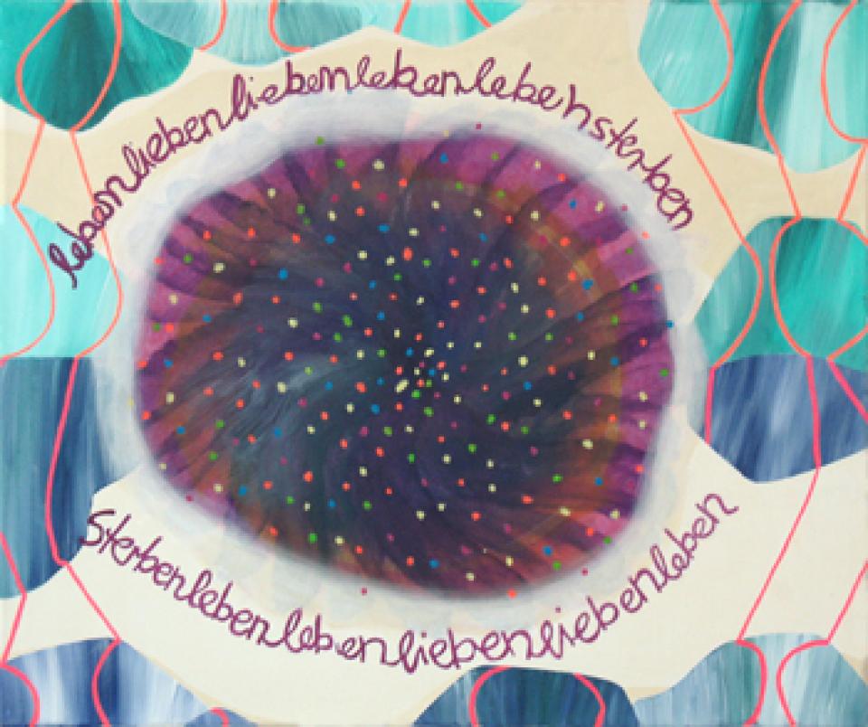 2007  Bilder  # 01 Tanz der Moleküle, 2007,Aryl auf Nessel,60 x 50 cm