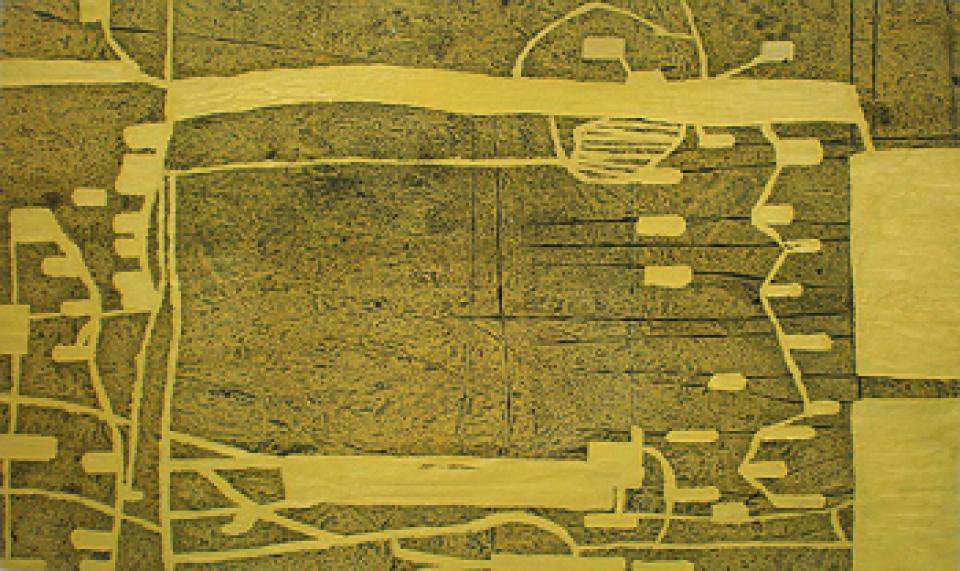 2007-2008  01 o.T., 2008,Ölfarbe, Graphit und Wachs auf Papier,42 x 70 cm