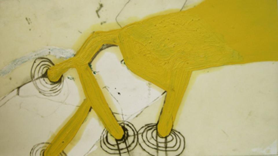  2005-2006  03 o.T., 2006,Ölfarbe, Graphit und Wachs auf Papier,29 x 50 cm