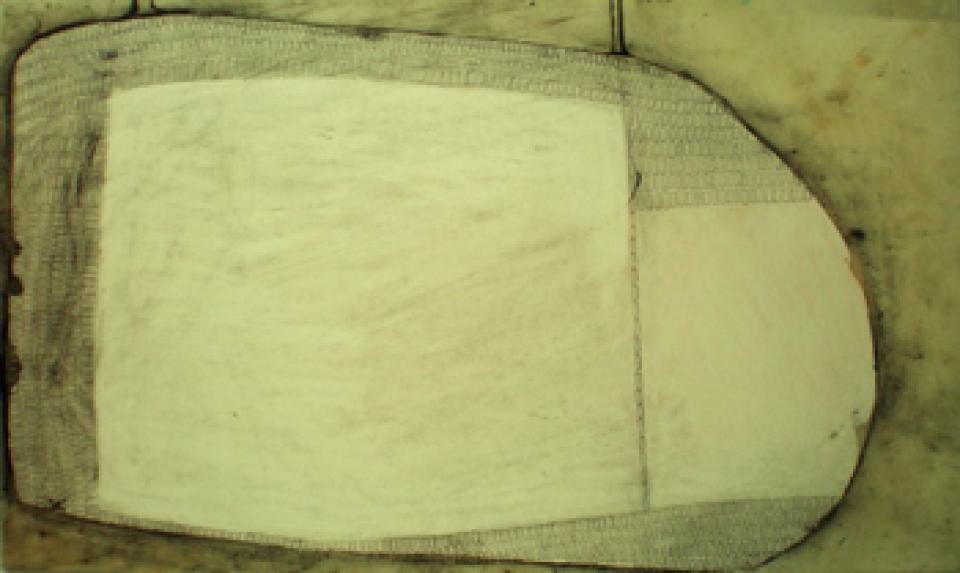 2007-2008  03 o.T., 2008,Ölfarbe, Graphit und Wachs auf Papier,42 x 70 cm