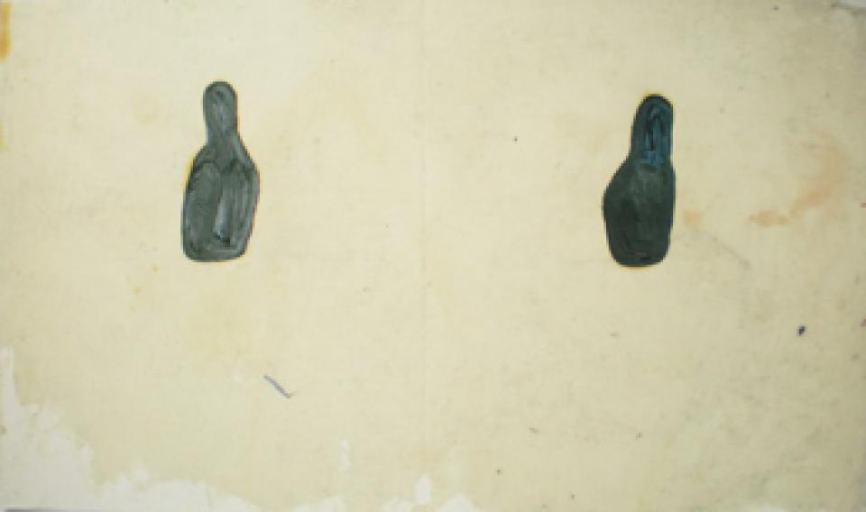 2007-2008  04 o.T., 2008,Ölfarbe, Graphit und Wachs auf Papier,42 x 70 cm