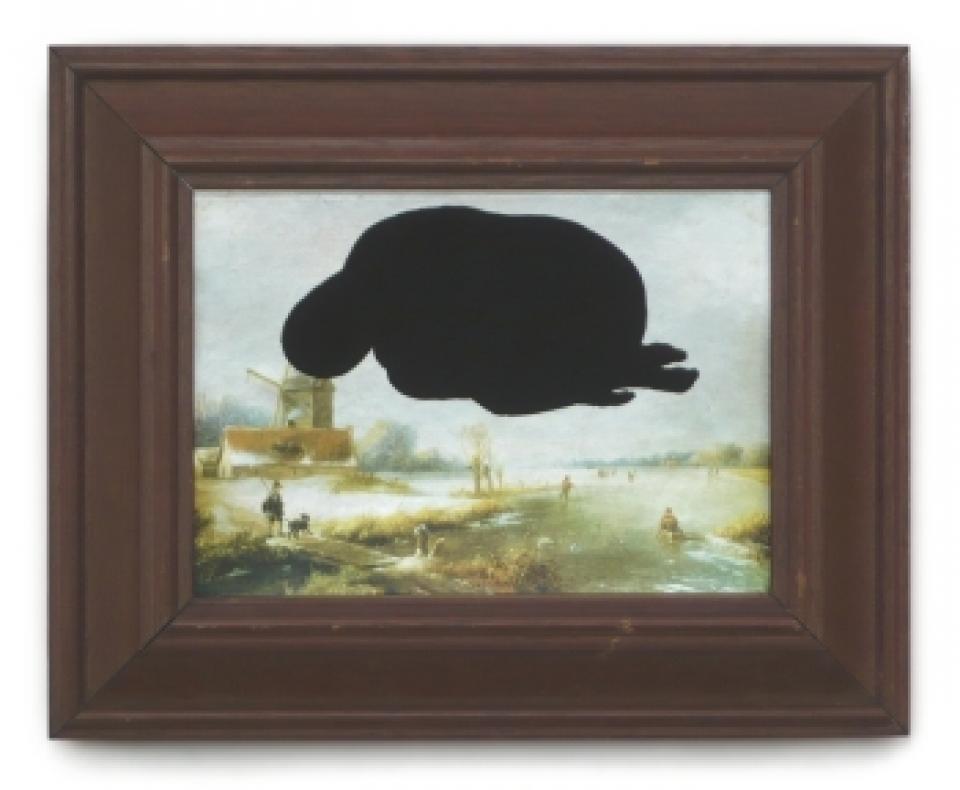 Der Überflieger, 2006,acrylic on effect print, frame,20 x 25 cm