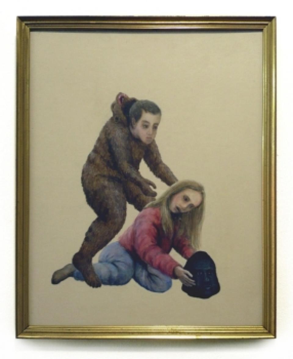 no title, 2009,acrylic on carton, glazed frame,30 x 24 cm