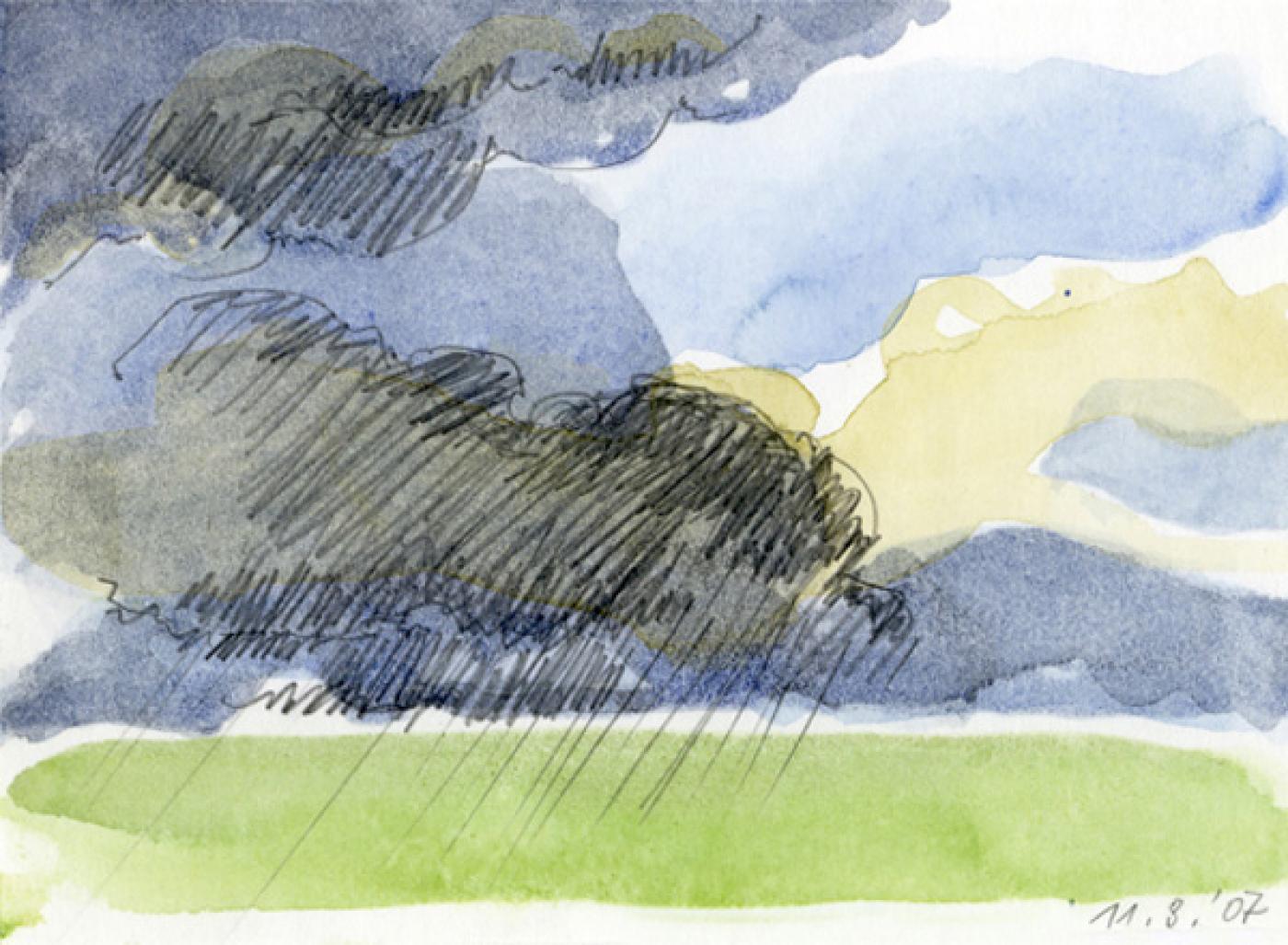 3. Gewitterhimmel Jemgum 2 Zeichnung Aquarell klein