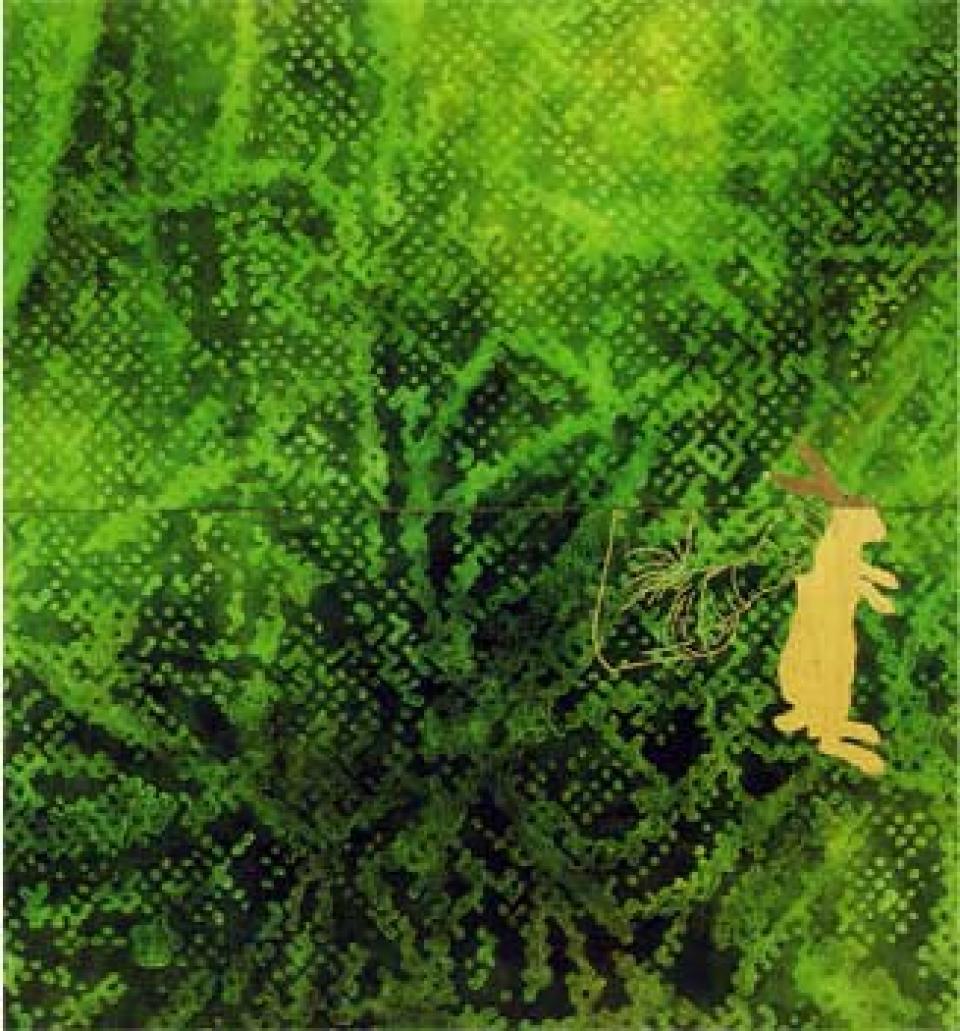  So trägt man Tiere I,mixed technique on wood, woodcut,150 x 140 x 3 cm