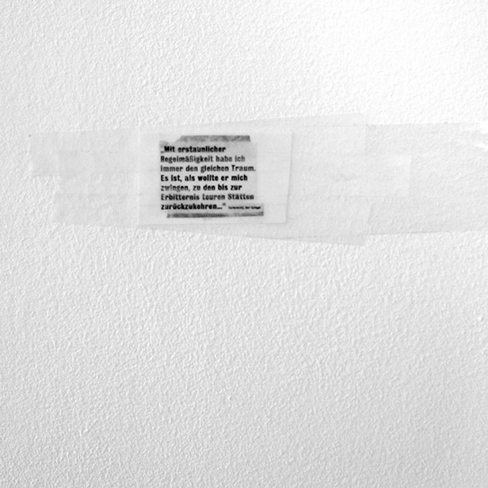 zelle und welt n°_0 Mit erstaunlicher Regelmäßigkeit ..., 2010,Laserprint, Klebeband