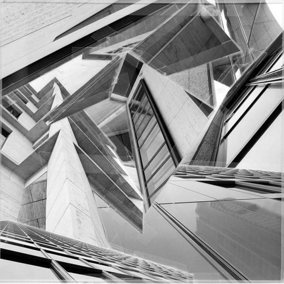 Schwindel der Freiheit II 03, 2011,Fotografie, Klebeband,30 x 30 cm