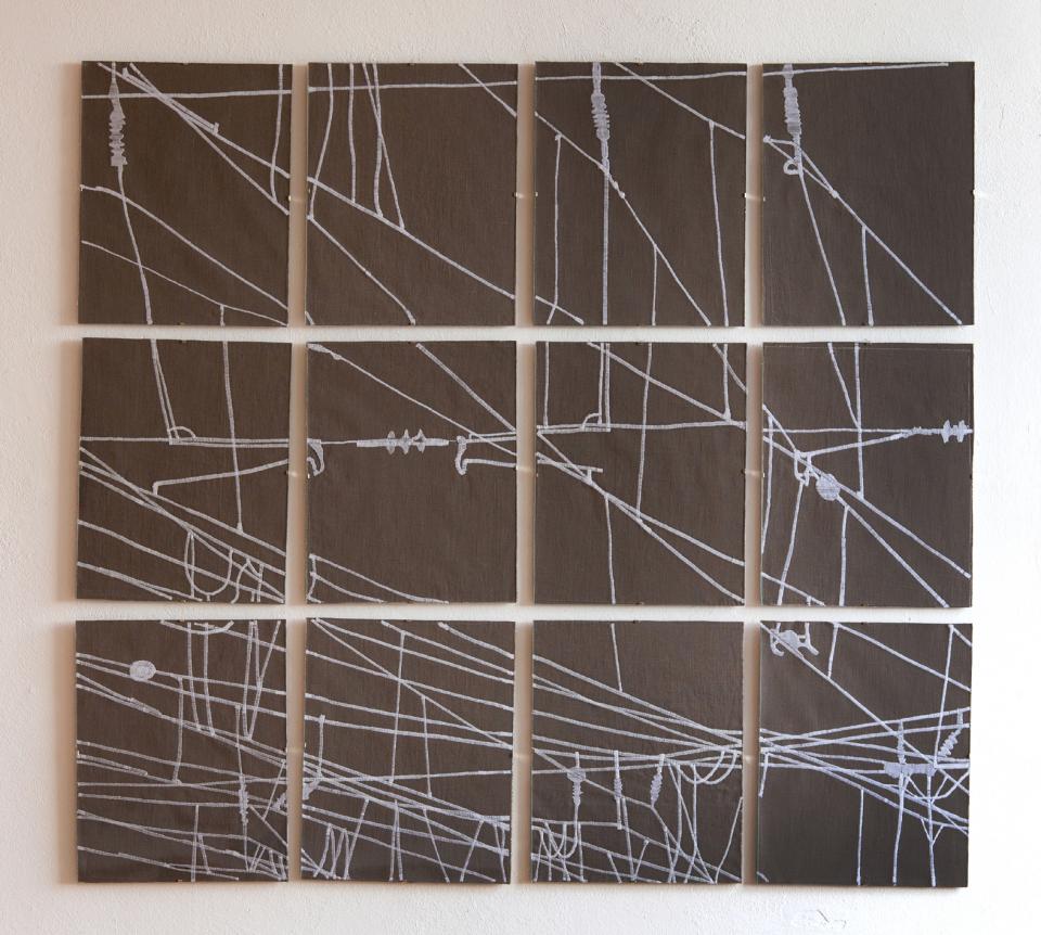 Lines, 2014,embroidery on linen, 12 images,each 30 x 24 cm