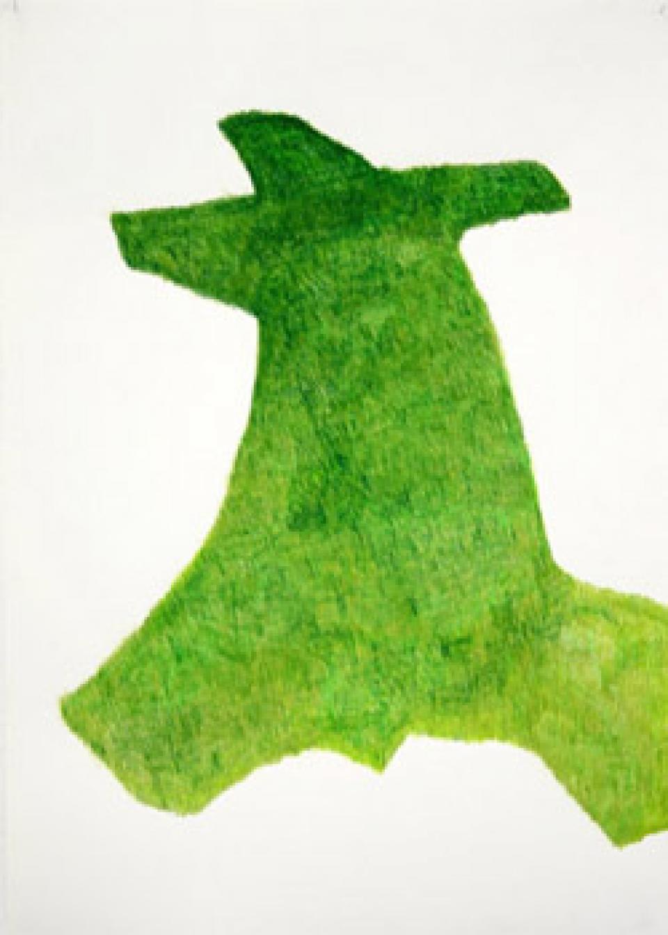 Zeichnungen Grünfell, 2005,Farbstift auf Papier,100 x 70 cm